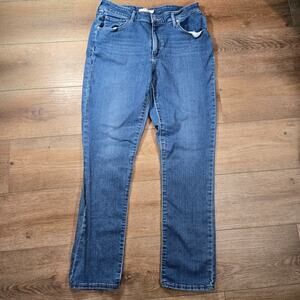 Levis Womens Jeans 32 Blue Mid Rise Skinny Straight Stretch Denim Casual